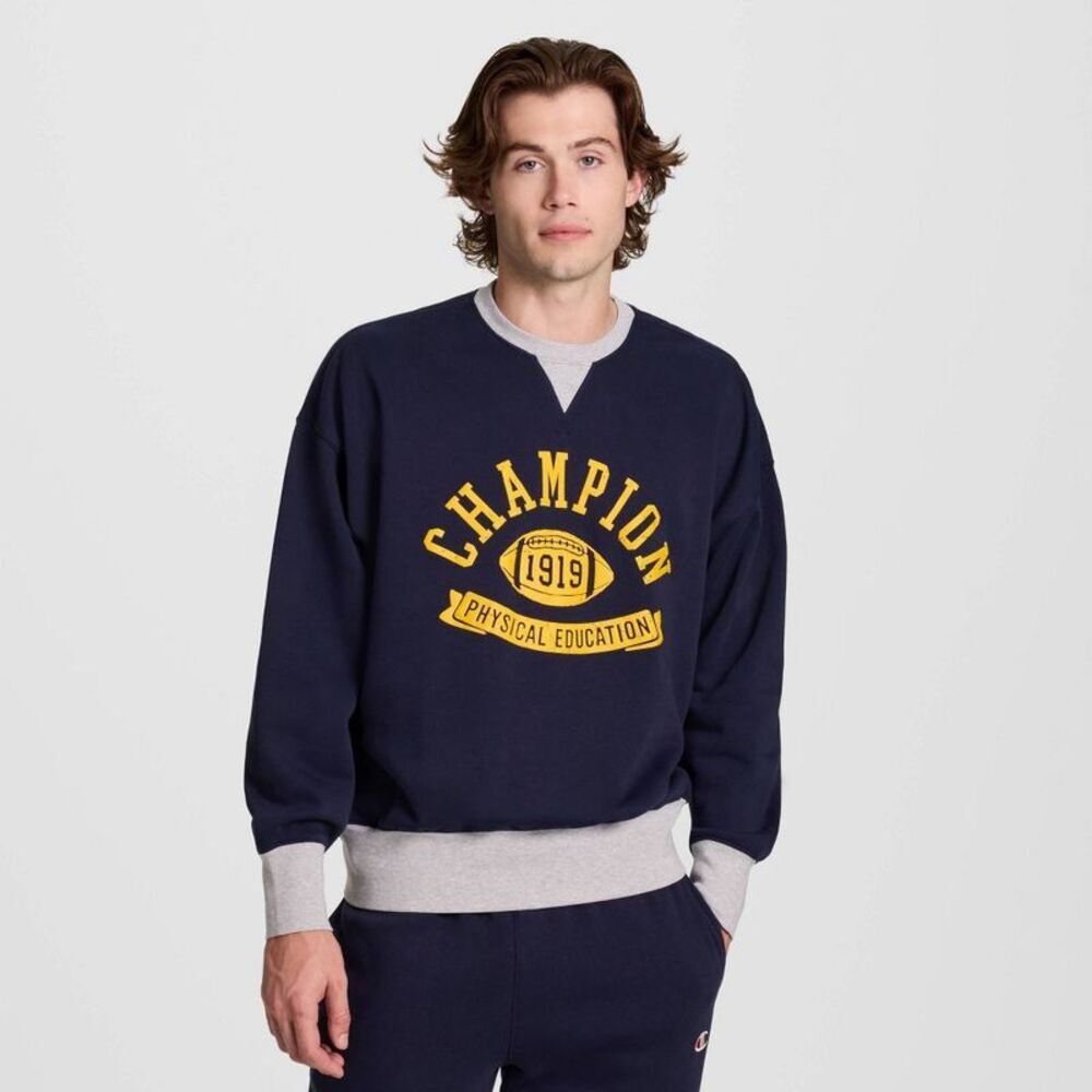 Champion Men's Physical Education Colorblocked Sweatshirt - Navy XL